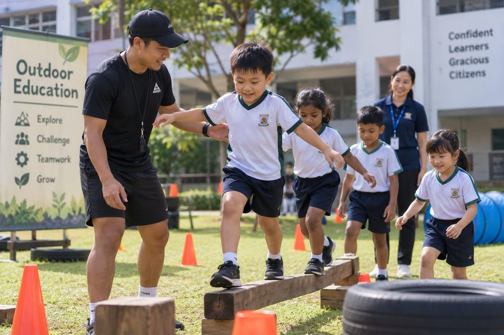 Students taking part in a PAL Outdoor Education session run by Momentum Academy in Singapore