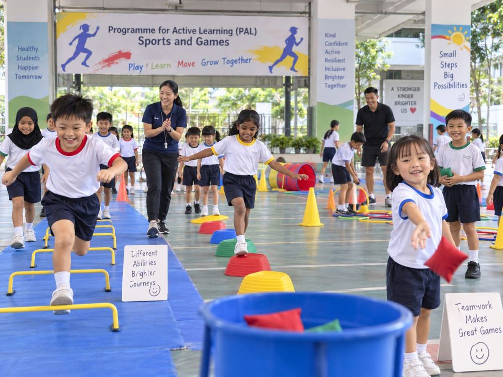 Students taking part in a PAL Sports and Games session run by Momentum Academy in Singapore