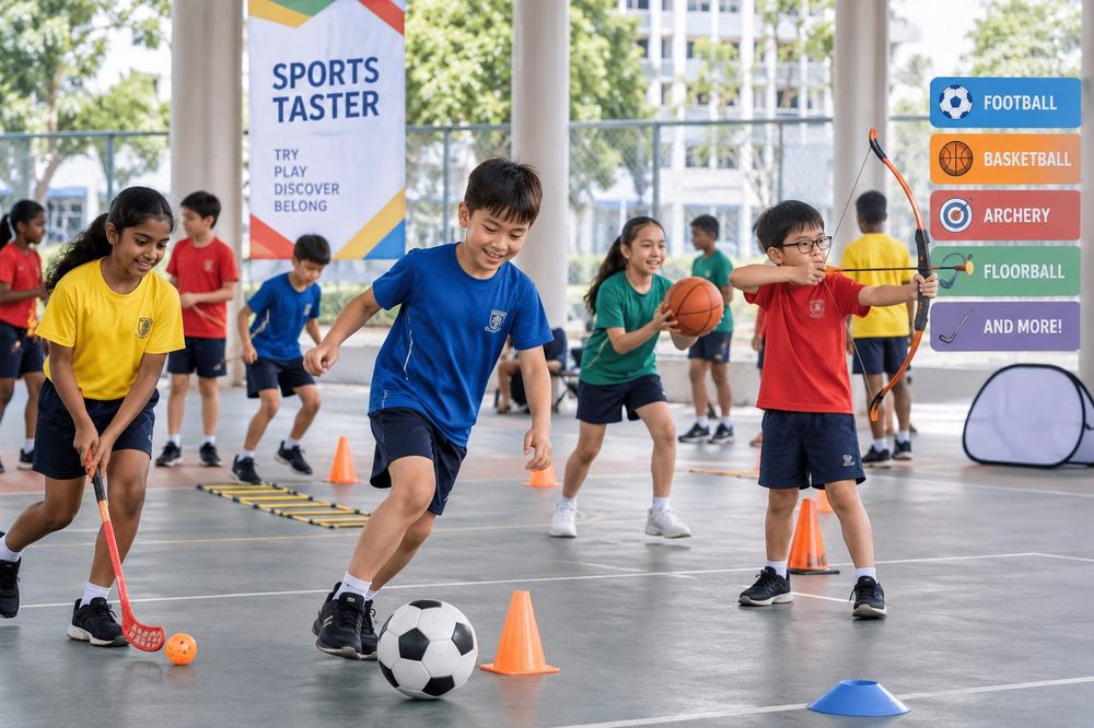 Children trying different sports during a school holiday programme run by Momentum Academy in Singapore