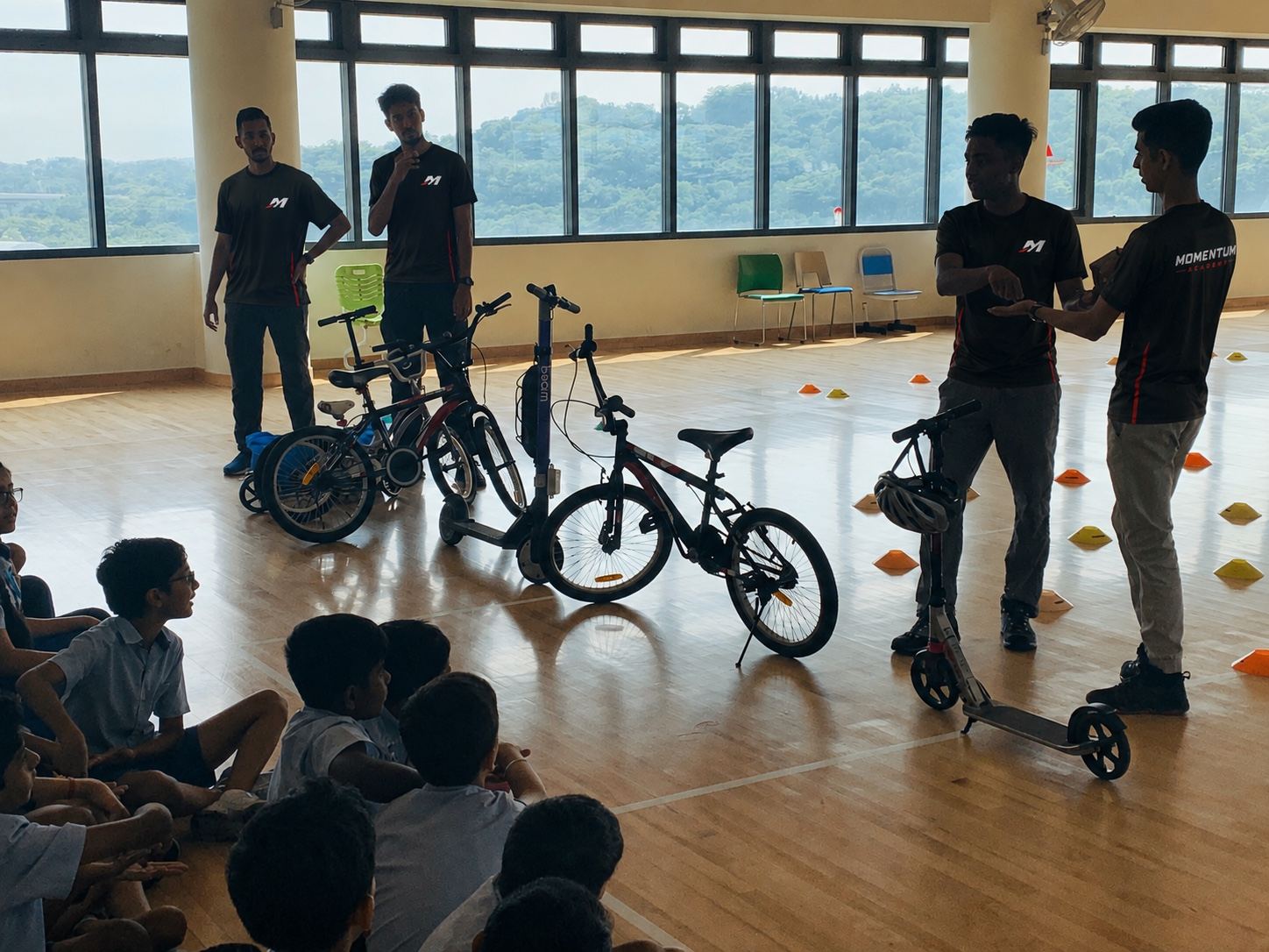 Students in a mass SEP sports session in a school hall